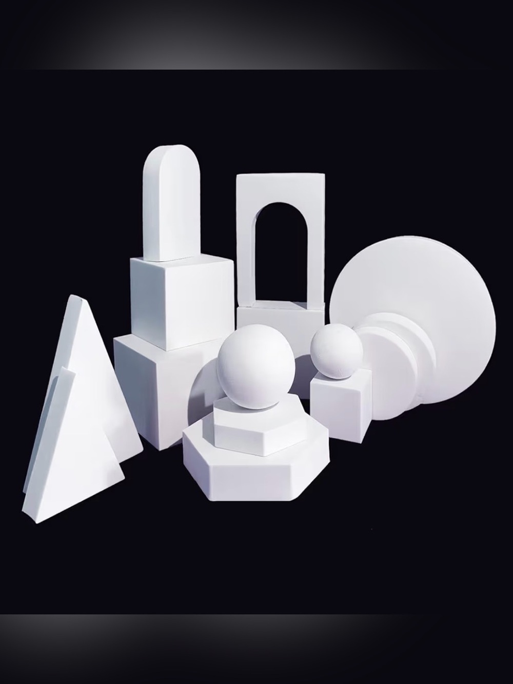 White Geometric Display Props Set